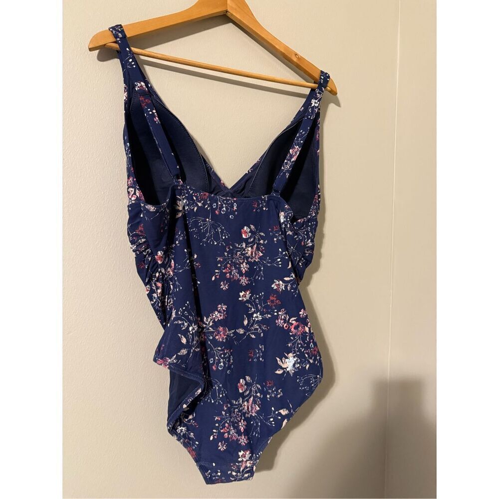 Niptuck Swim Size 12 Multi Fit Cup One Piece Swimsuit Blue Wildflower Floral - Picture 7 of 9